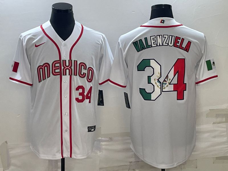Men 2023 World Cub Mexico 34 Valenzuela White Nike MLB Jersey9